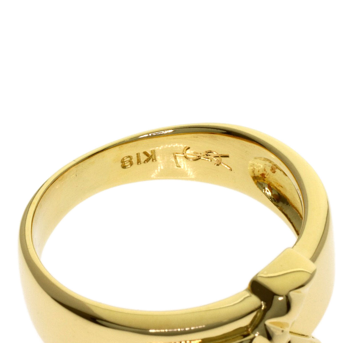 YVES SAINT LAURENT Y motif Ring K18 Yellow Gold Ladies [Used]
