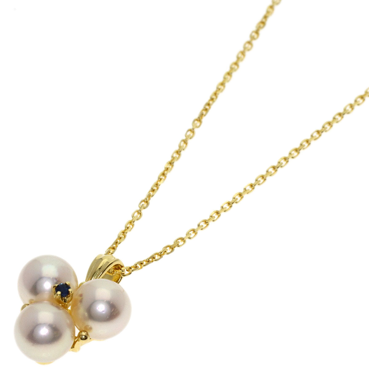 MIKIMOTO Pearl Pearl Sapphire Necklace K18 Yellow Gold Ladies [Used]