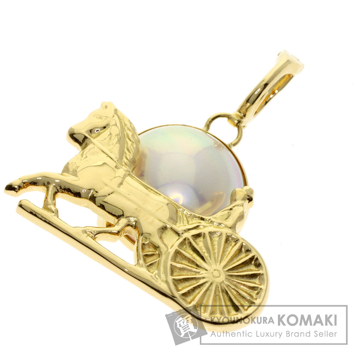 CELINE Carriage Pearl Pearl Pendant top K18 Yellow Gold Ladies [Used]
