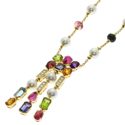 BVLGARI Allegra Pearl Pearl Multistone Necklace K18 Yellow Gold Ladies [Used]