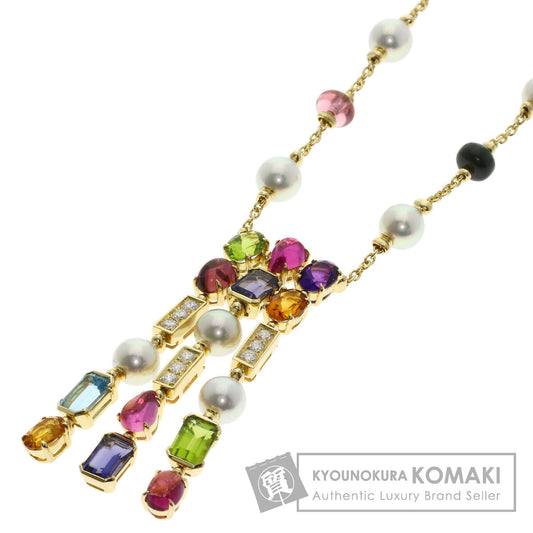 BVLGARI Allegra Pearl Pearl Multistone Necklace K18 Yellow Gold Ladies [Used]