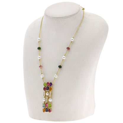BVLGARI Allegra Pearl Pearl Multistone Necklace K18 Yellow Gold Ladies [Used]
