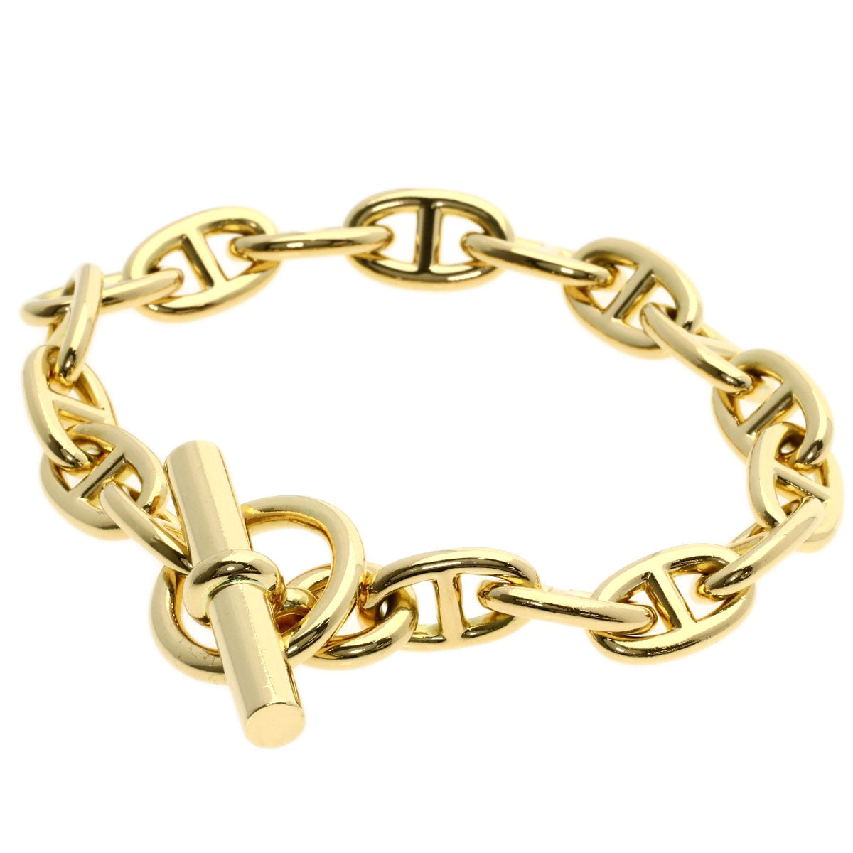 HERMES Chaine d'Ancre (17 panels) Bracelet K18 Yellow Gold Ladies [Used]