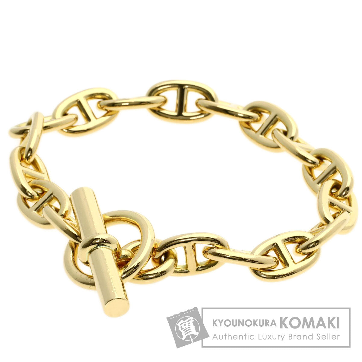 HERMES Chaine d'Ancre (17 panels) Bracelet K18 Yellow Gold Ladies [Used]