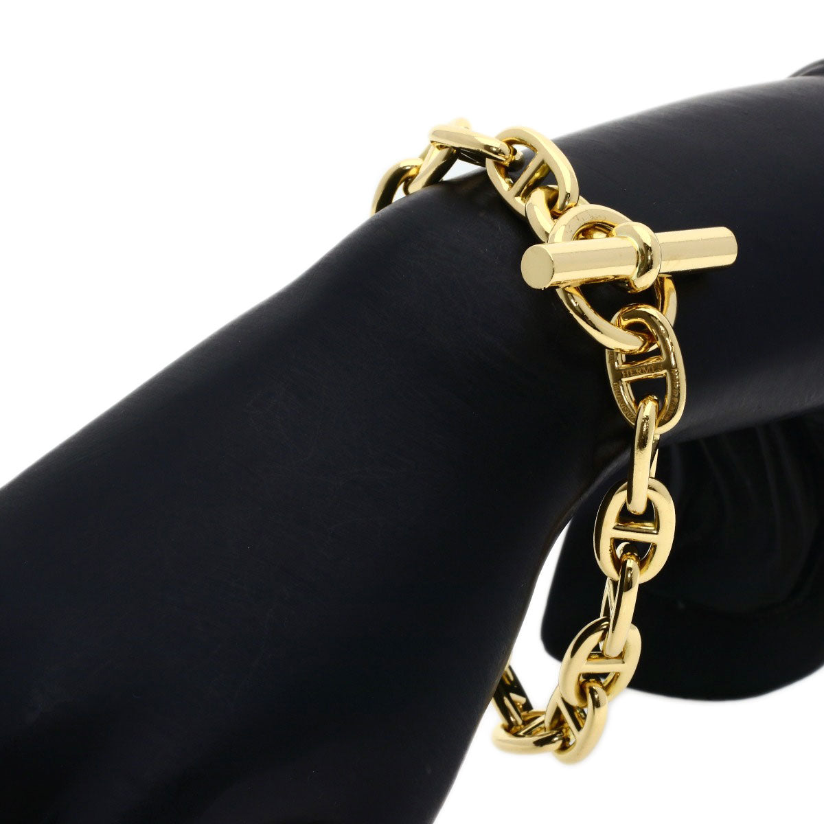 HERMES Chaine d'Ancre (17 panels) Bracelet K18 Yellow Gold Ladies [Used]