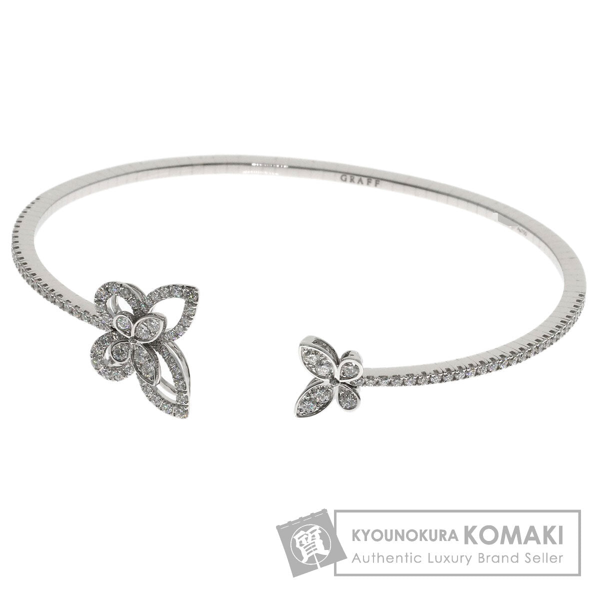 GRAFF Butterfly Silhouette Open Diamond Bangle Bracelet K18 White Gold Ladies [Used]
