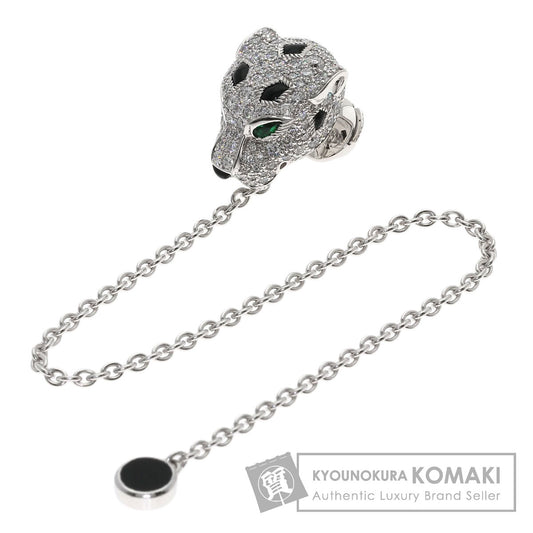 CARTIER PANTHERE Diamond Onyx Emerald Brooch K18 White Gold Ladies [Used]