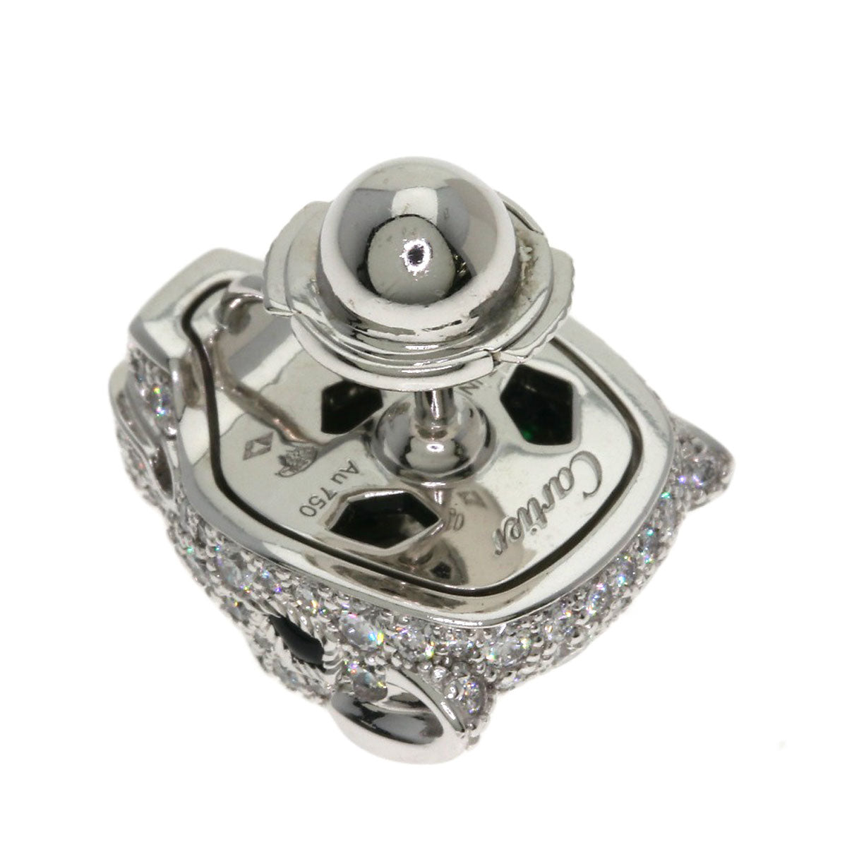 CARTIER PANTHERE Diamond Onyx Emerald Brooch K18 White Gold Ladies [Used]