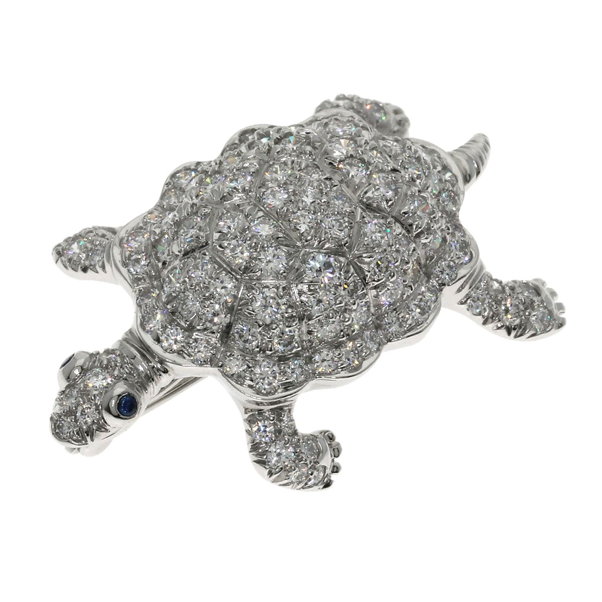 TIFFANY&Co. Turtle motif diamond sapphire Brooch Platinum PT950 Ladies [Used]