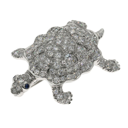TIFFANY&Co. Turtle motif diamond sapphire Brooch Platinum PT950 Ladies [Used]