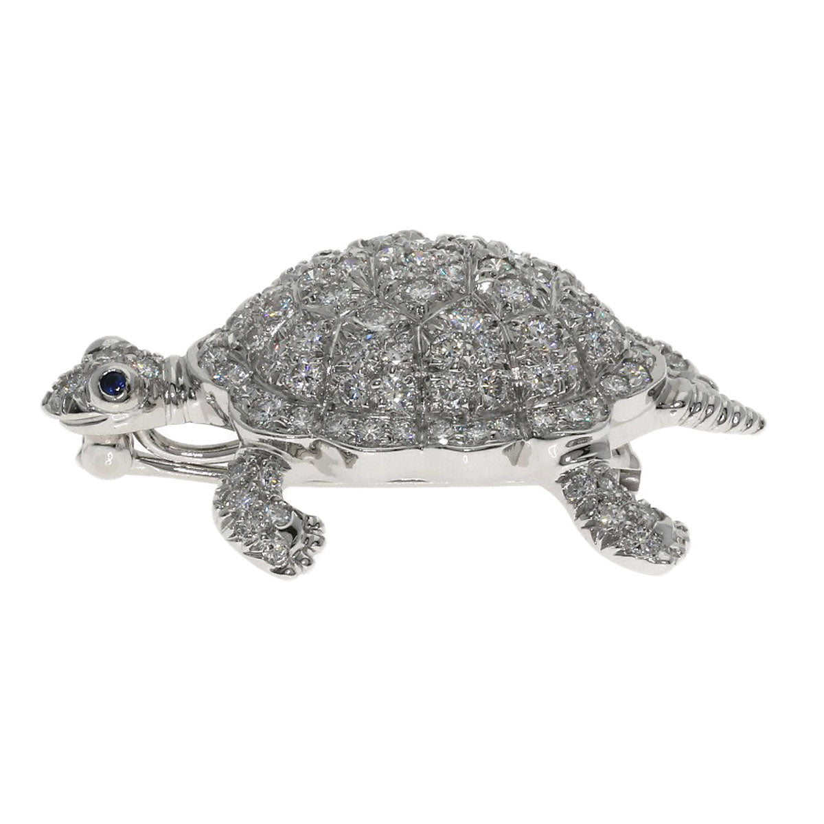TIFFANY&Co. Turtle motif diamond sapphire Brooch Platinum PT950 Ladies [Used]