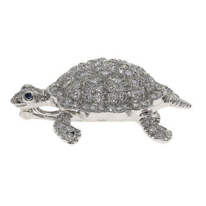 TIFFANY&Co. Turtle motif diamond sapphire Brooch Platinum PT950 Ladies [Used]