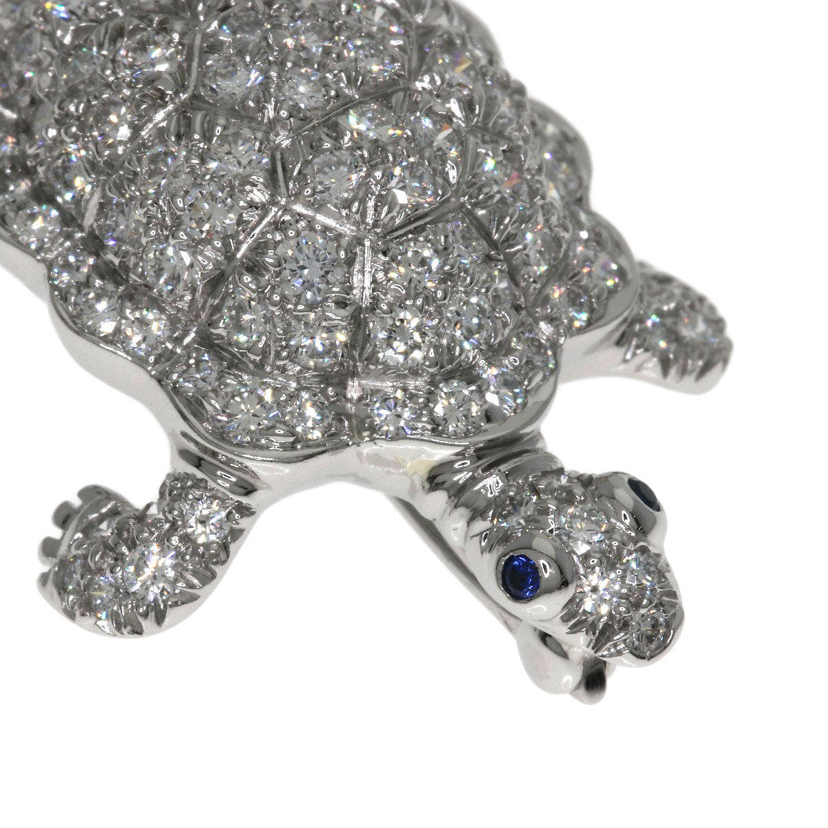TIFFANY&Co. Turtle motif diamond sapphire Brooch Platinum PT950 Ladies [Used]