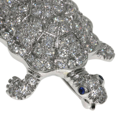TIFFANY&Co. Turtle motif diamond sapphire Brooch Platinum PT950 Ladies [Used]