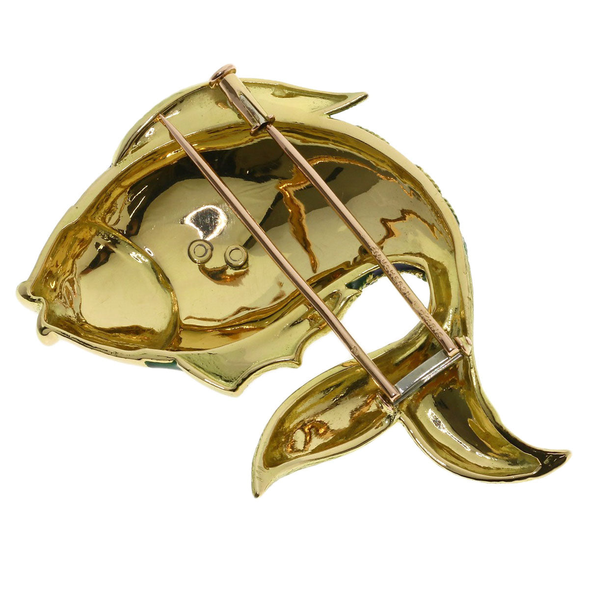 Boucheron Fish motif clip Enamel Brooch K18 Yellow Gold Ladies [Used]