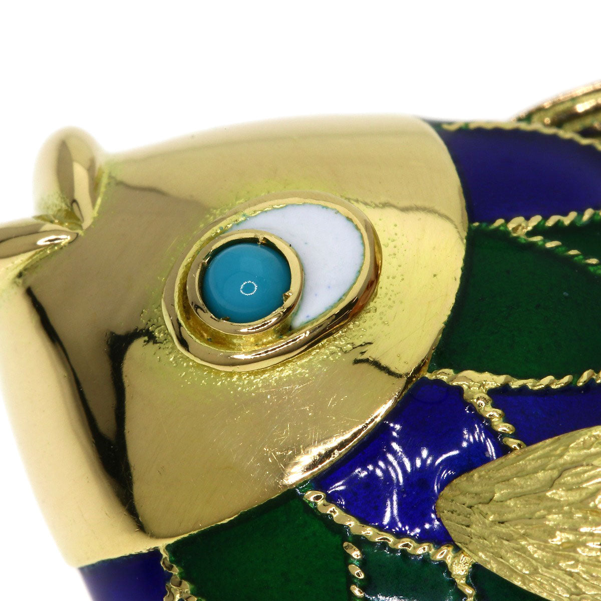 Boucheron Fish motif clip Enamel Brooch K18 Yellow Gold Ladies [Used]