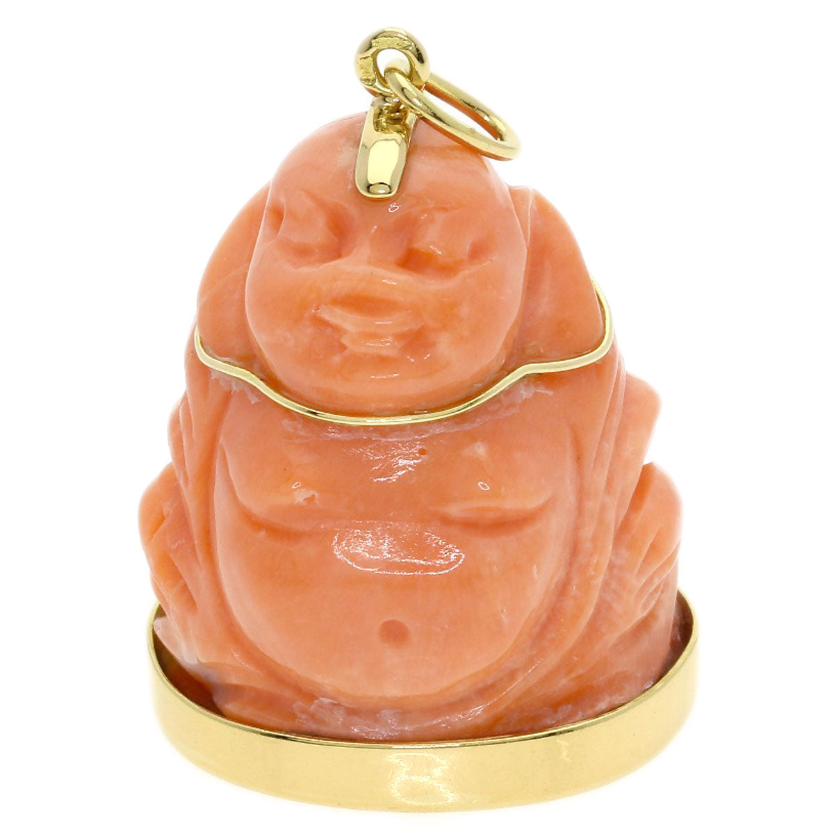 CARTIER Fukujin Coral Coral Pendant top K18 Yellow Gold Ladies [Used]