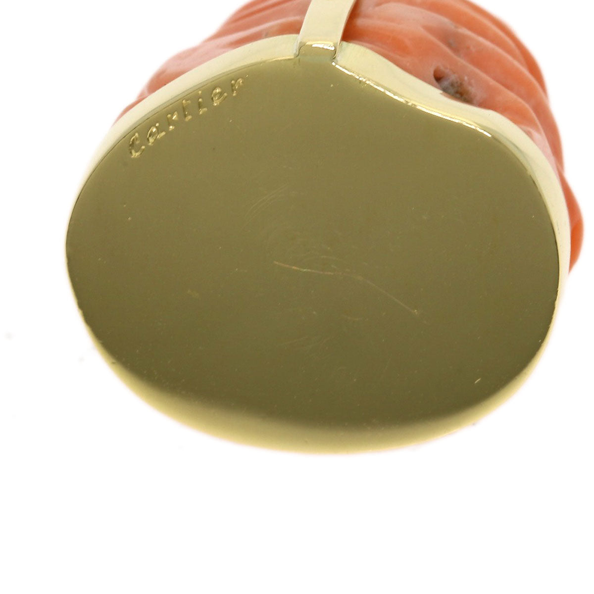 CARTIER Fukujin Coral Coral Pendant top K18 Yellow Gold Ladies [Used]