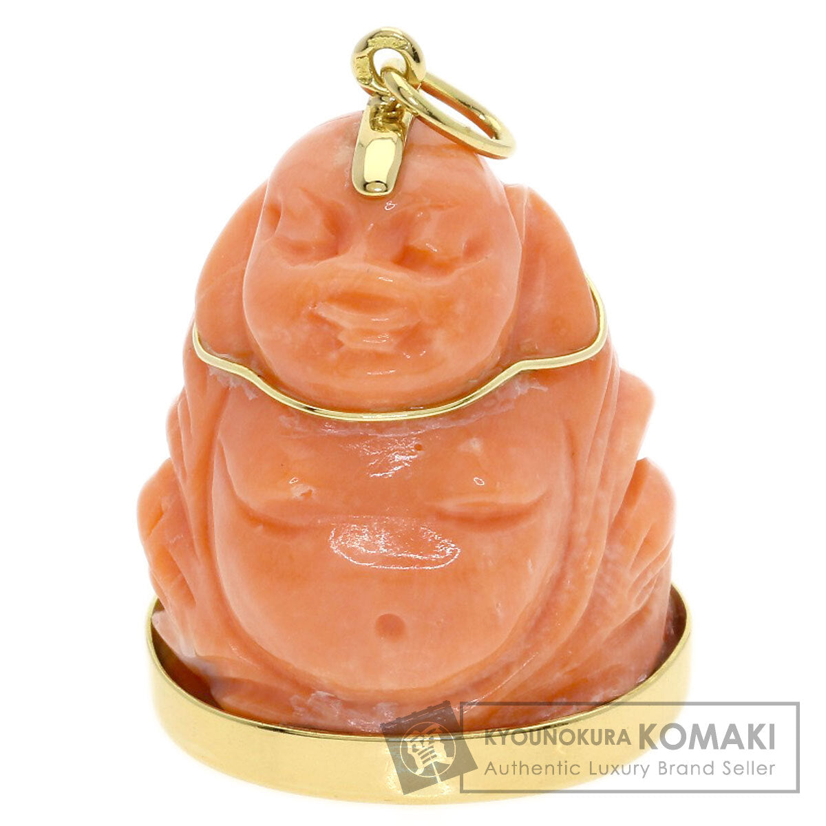 CARTIER Fukujin Coral Coral Pendant top K18 Yellow Gold Ladies [Used]