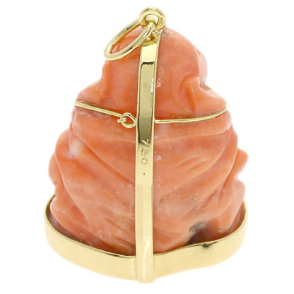 CARTIER Fukujin Coral Coral Pendant top K18 Yellow Gold Ladies [Used]