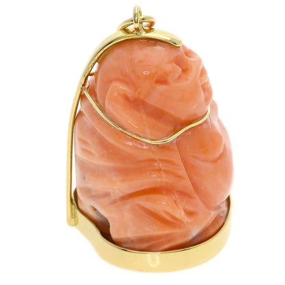 CARTIER Fukujin Coral Coral Pendant top K18 Yellow Gold Ladies [Used]