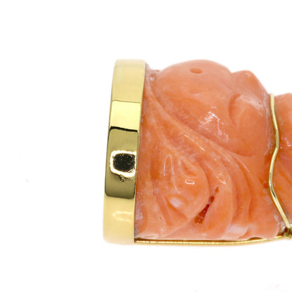 CARTIER Fukujin Coral Coral Pendant top K18 Yellow Gold Ladies [Used]