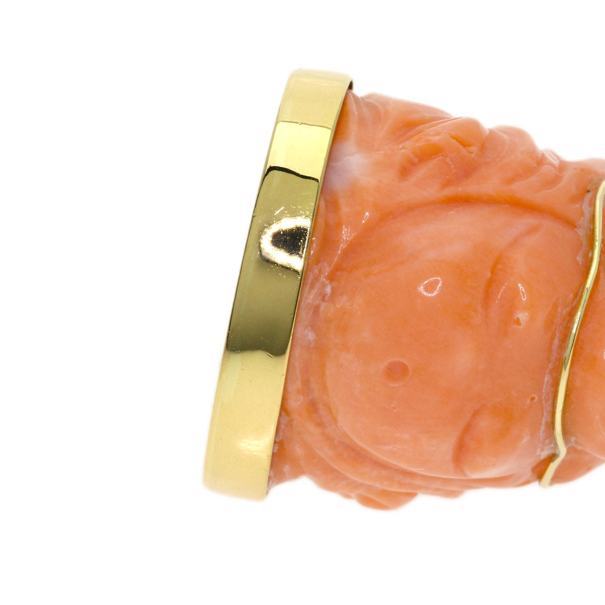 CARTIER Fukujin Coral Coral Pendant top K18 Yellow Gold Ladies [Used]
