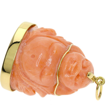 CARTIER Fukujin Coral Coral Pendant top K18 Yellow Gold Ladies [Used]