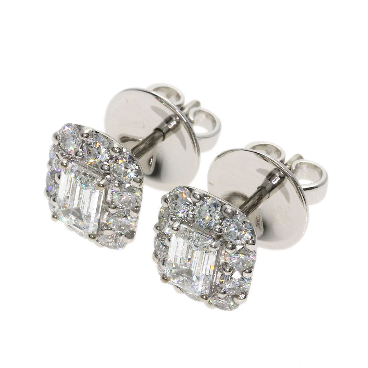 GRAFF Emerald Cut Diamond earring K18 White Gold Ladies [Used]