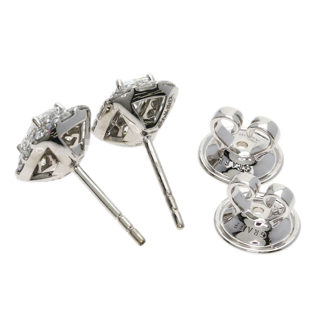 GRAFF Emerald Cut Diamond earring K18 White Gold Ladies [Used]