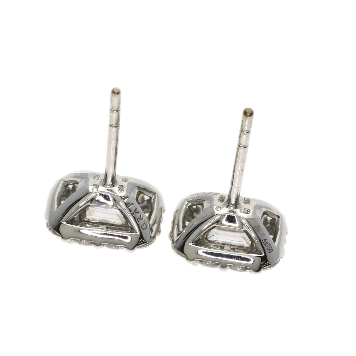 GRAFF Emerald Cut Diamond earring K18 White Gold Ladies [Used]