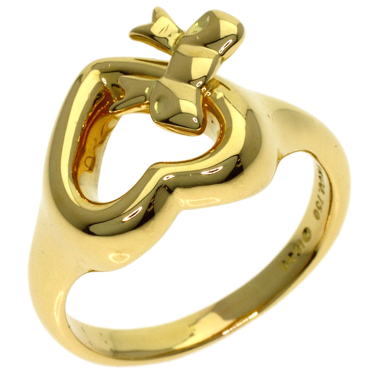 TIFFANY&Co. Ribbon heart Ring K18 Yellow Gold Ladies [Used]