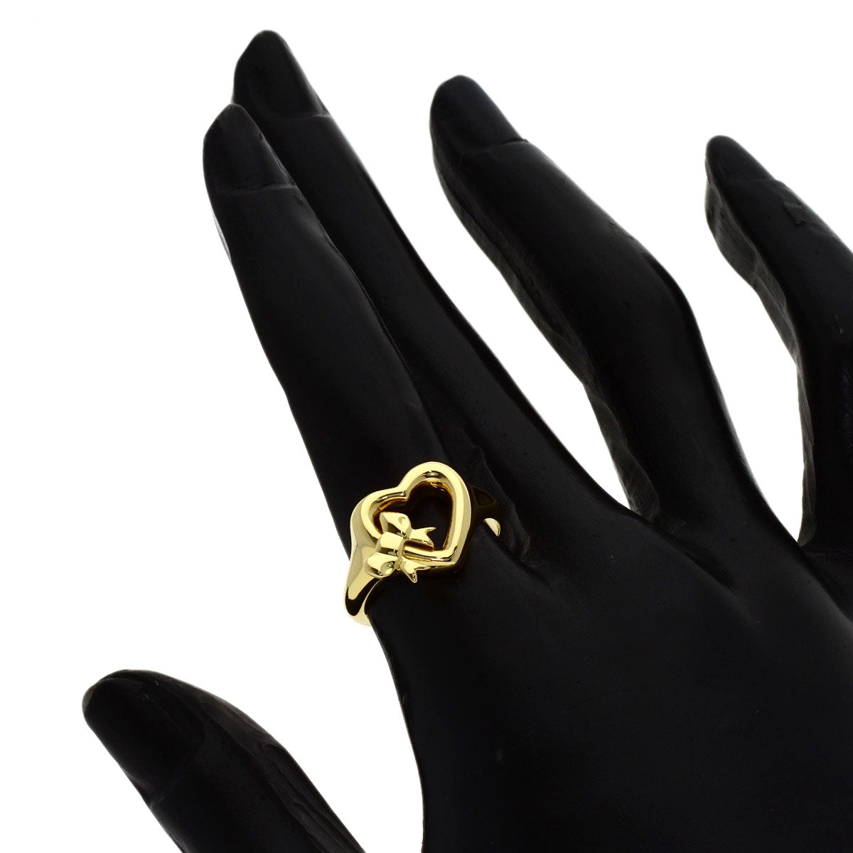 TIFFANY&Co. Ribbon heart Ring K18 Yellow Gold Ladies [Used]
