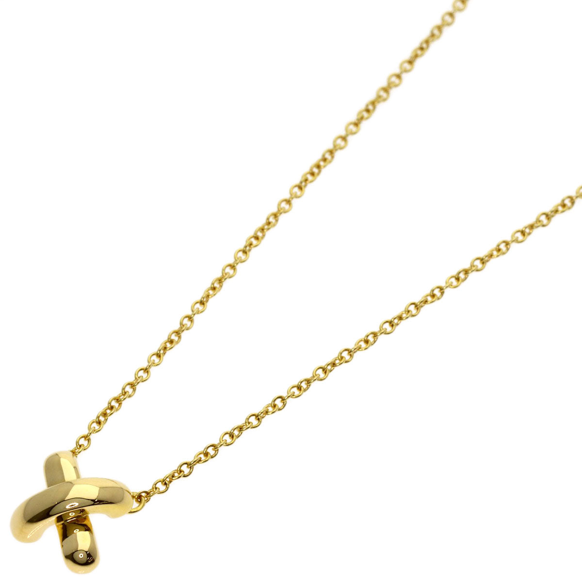 TIFFANY&Co. Cross-stitch Necklace K18 Yellow Gold Ladies [Used]