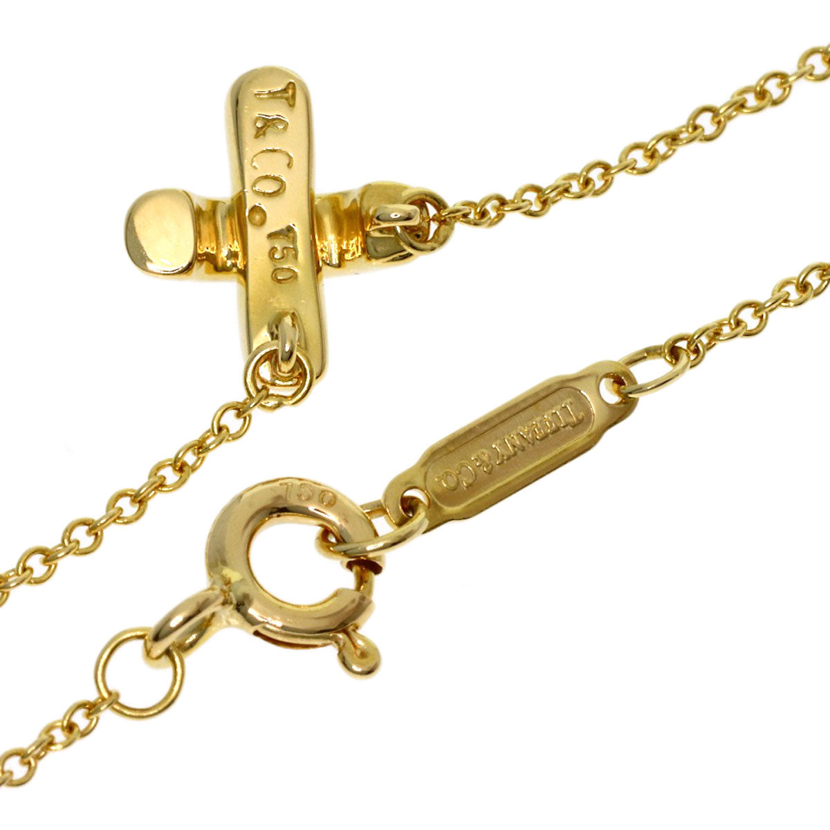 TIFFANY&Co. Cross-stitch Necklace K18 Yellow Gold Ladies [Used]