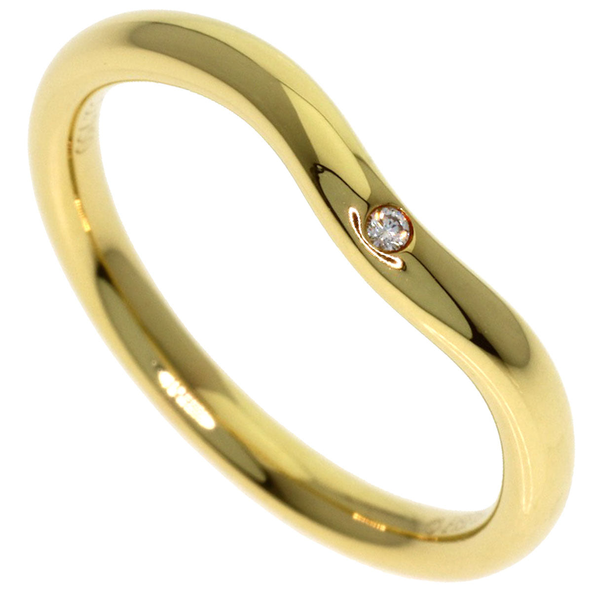 TIFFANY&Co. Curved Band 1P Diamond Ring K18 Yellow Gold Ladies [Used]