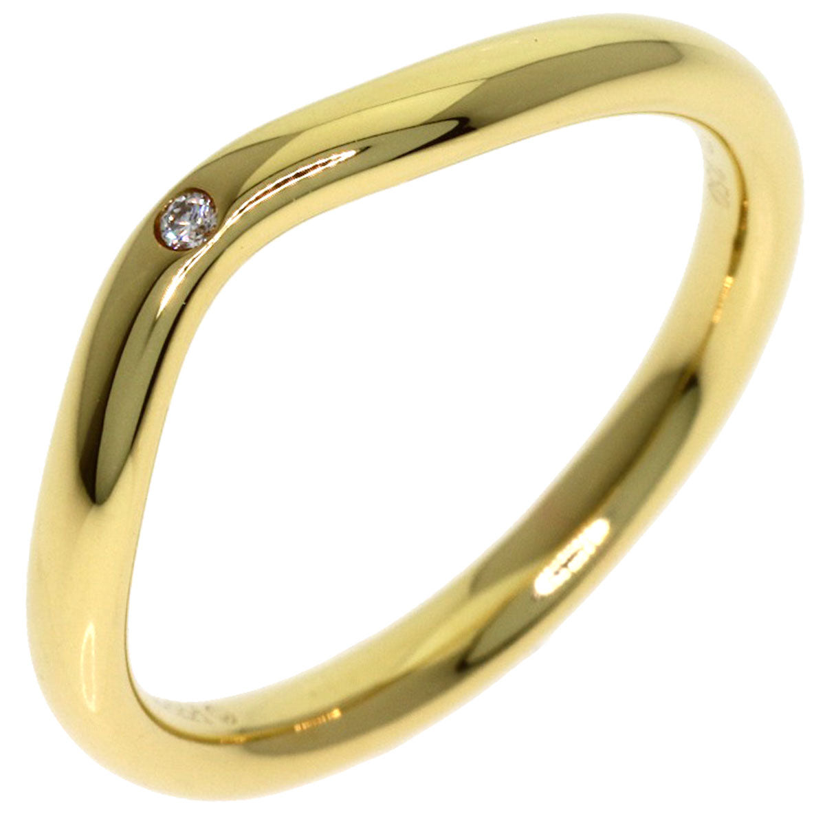 TIFFANY&Co. Curved Band 1P Diamond Ring K18 Yellow Gold Ladies [Used]