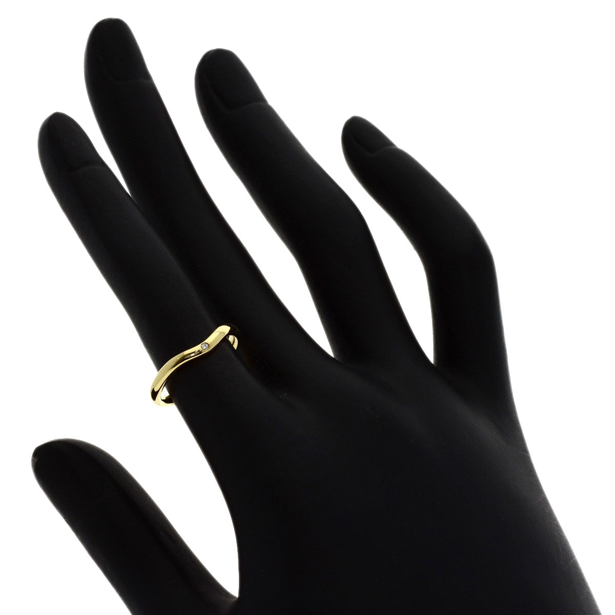 TIFFANY&Co. Curved Band 1P Diamond Ring K18 Yellow Gold Ladies [Used]