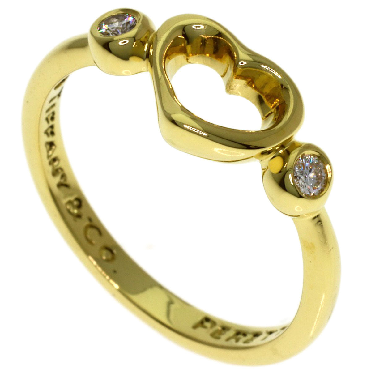 TIFFANY&Co. Open Heart Diamond Ring K18 Yellow Gold Ladies [Used]