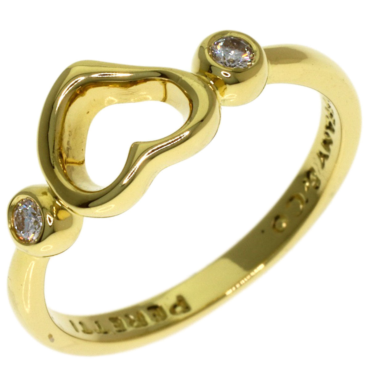 TIFFANY&Co. Open Heart Diamond Ring K18 Yellow Gold Ladies [Used]