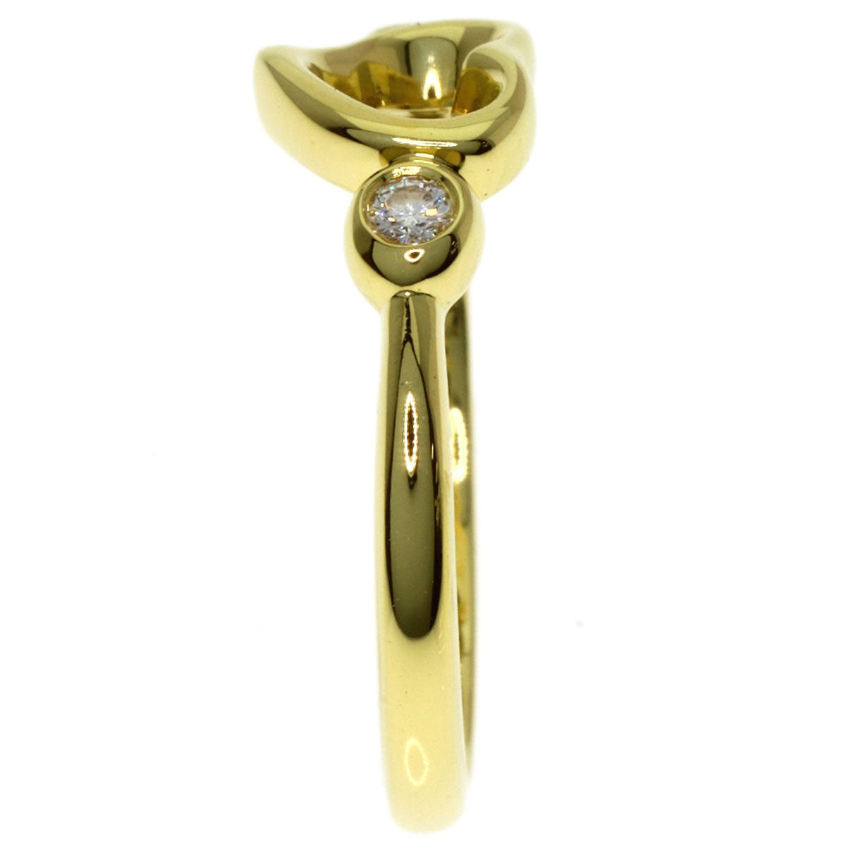TIFFANY&Co. Open Heart Diamond Ring K18 Yellow Gold Ladies [Used]