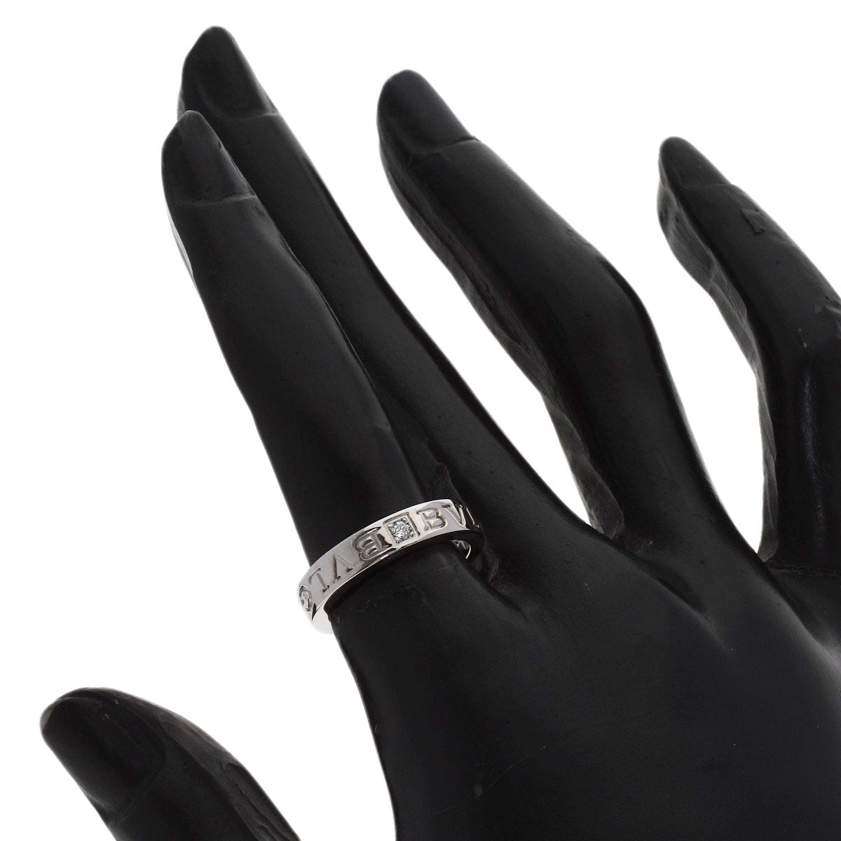 BVLGARI Double logo 1P Diamond Ring K18 White Gold Ladies [Used]