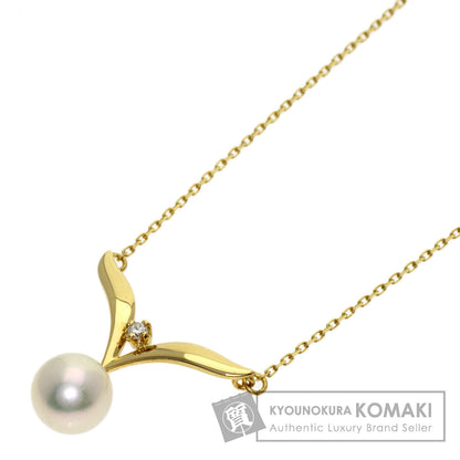 MIKIMOTO Pearl Pearl 1P Diamond Necklace K18 Yellow Gold Ladies [Used]