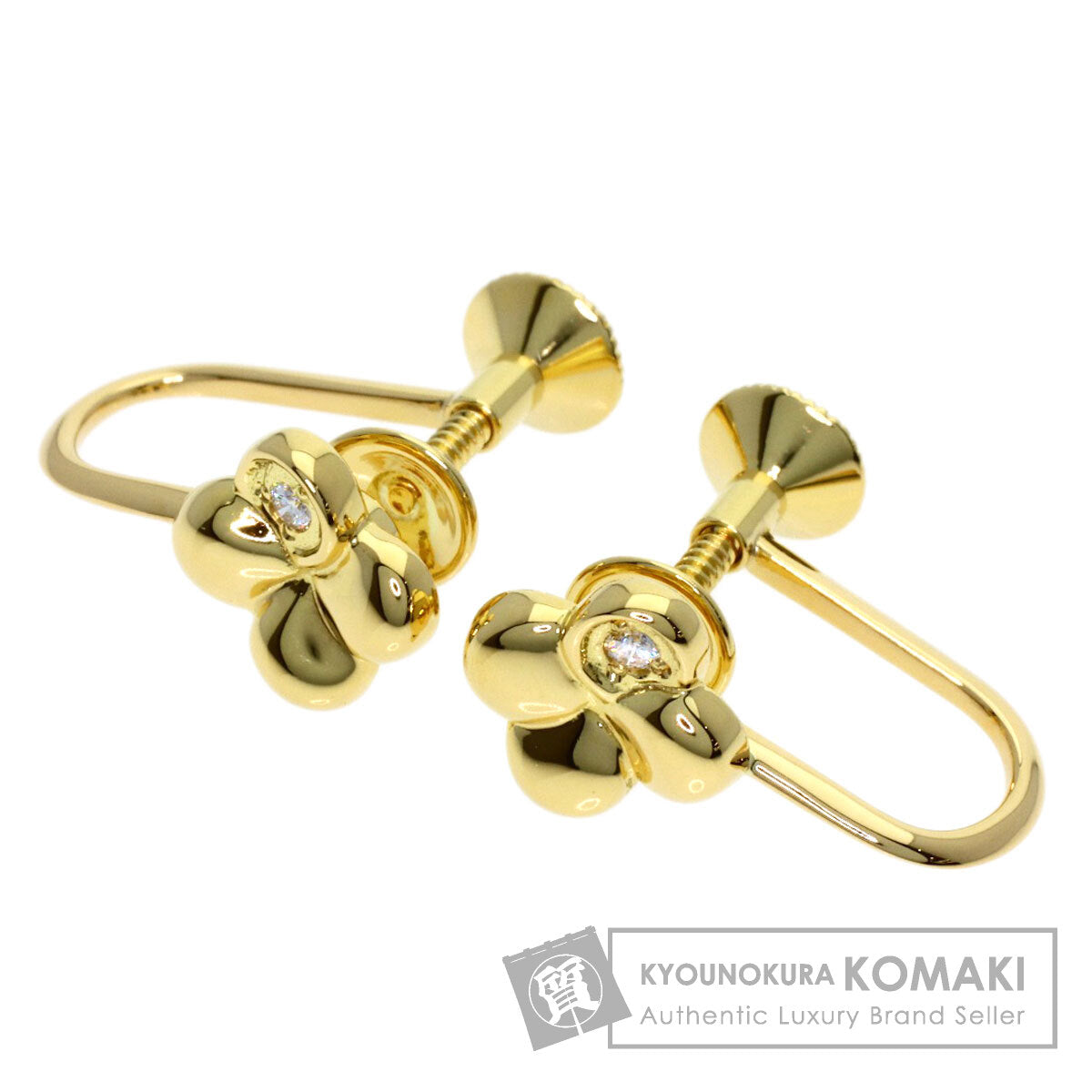 MIKIMOTO Diamond Earring K18 Yellow Gold Ladies [Used]