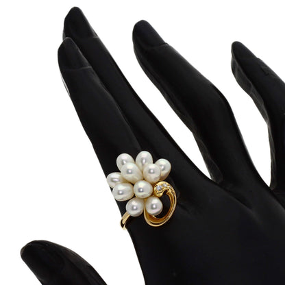 TASAKI Pearl Pearl Diamond Ring K18 Yellow Gold Ladies [Used]