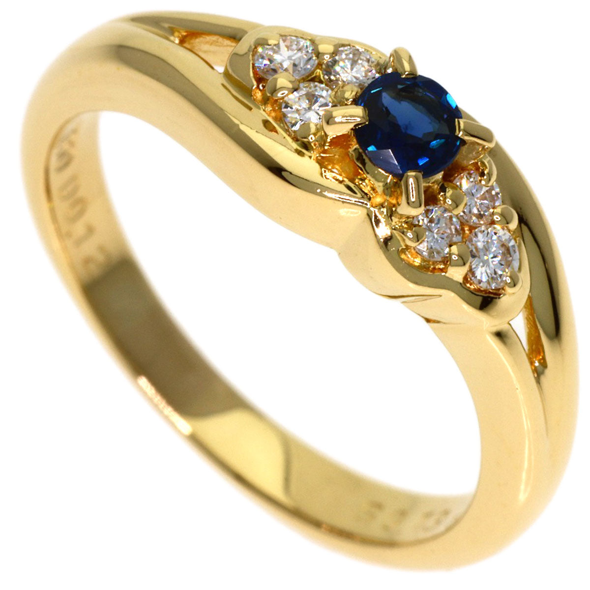 POLA Sapphire Diamond Ring K18 Yellow Gold Ladies [Used]
