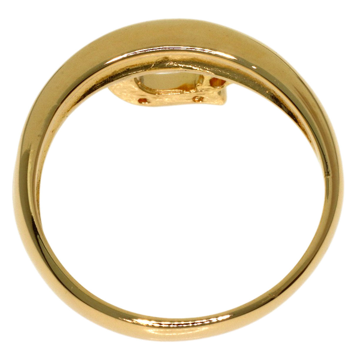 CELINE Horseshoe 1P Diamond Ring K18 Yellow Gold Ladies [Used]