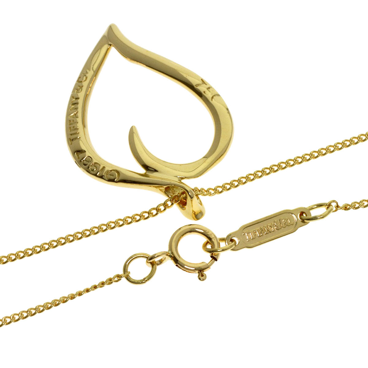 TIFFANY&Co. Leaf heart Necklace K18 Yellow Gold Ladies [Used]