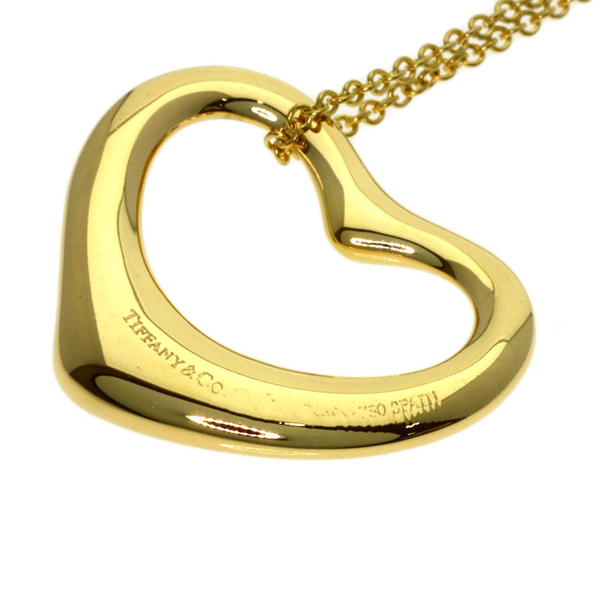 TIFFANY&Co. Open heart Necklace K18 Yellow Gold Ladies [Used]