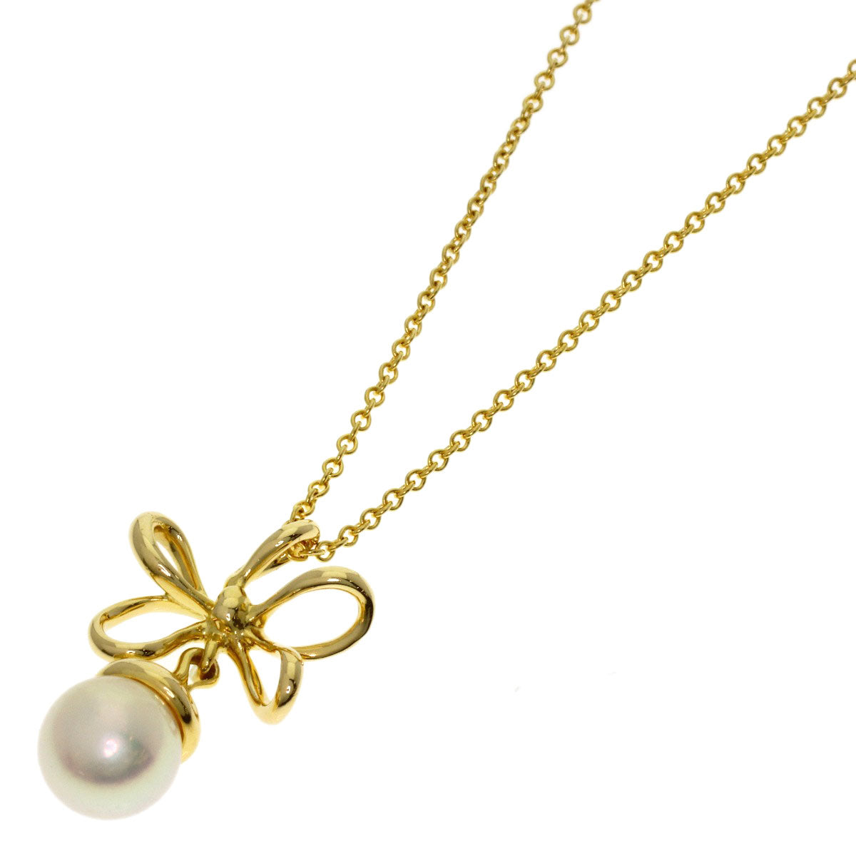 TIFFANY&Co. Wire Flower Pearl Pearl Necklace K18 Yellow Gold Ladies [Used]